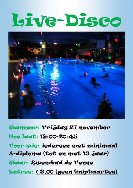 Live-disco in zwembad De Venne