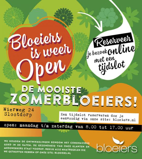 Bloeiers open op afspraak